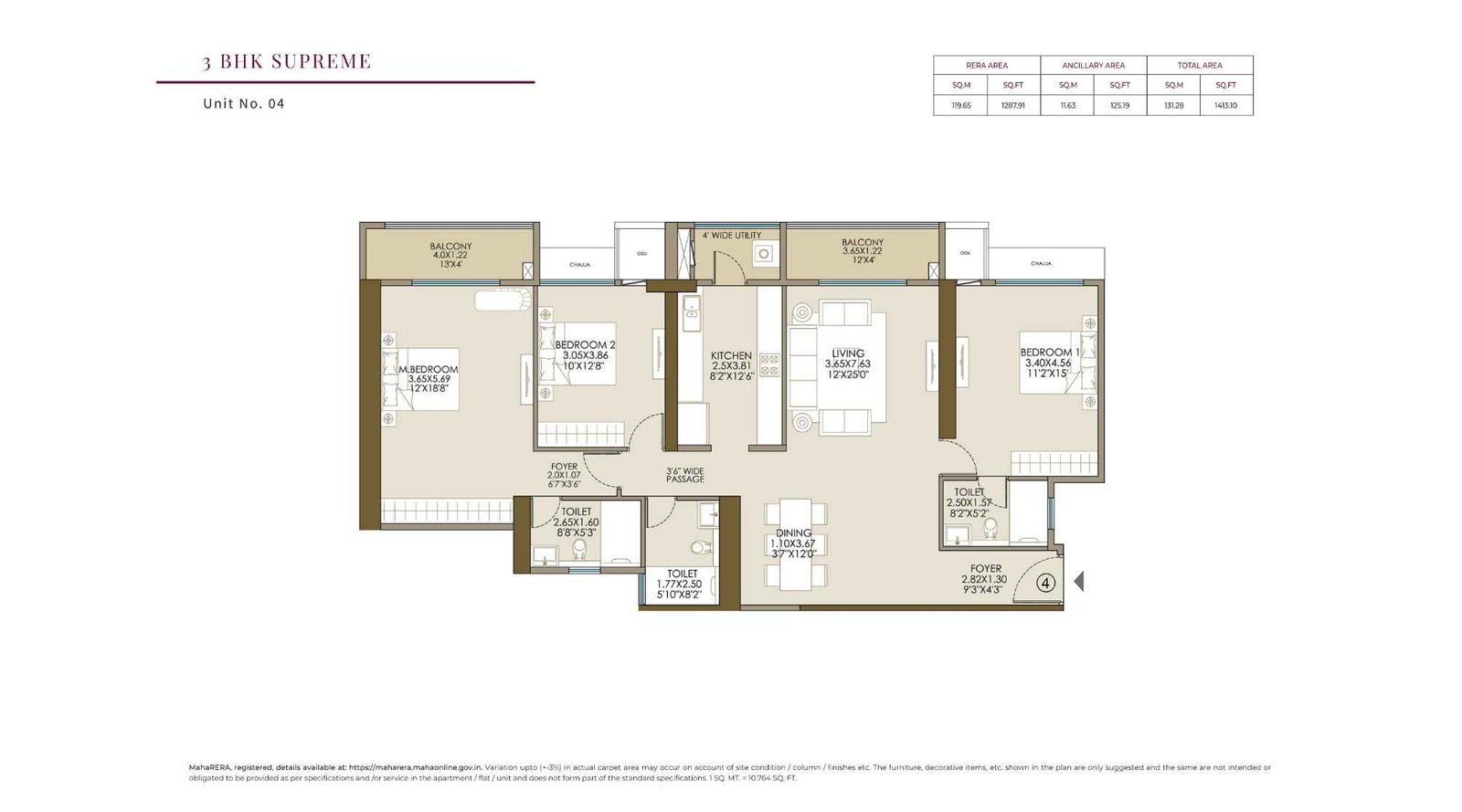 L&T-Ahana-Floor-Plan-3BHK-Supreme-1413-sqft