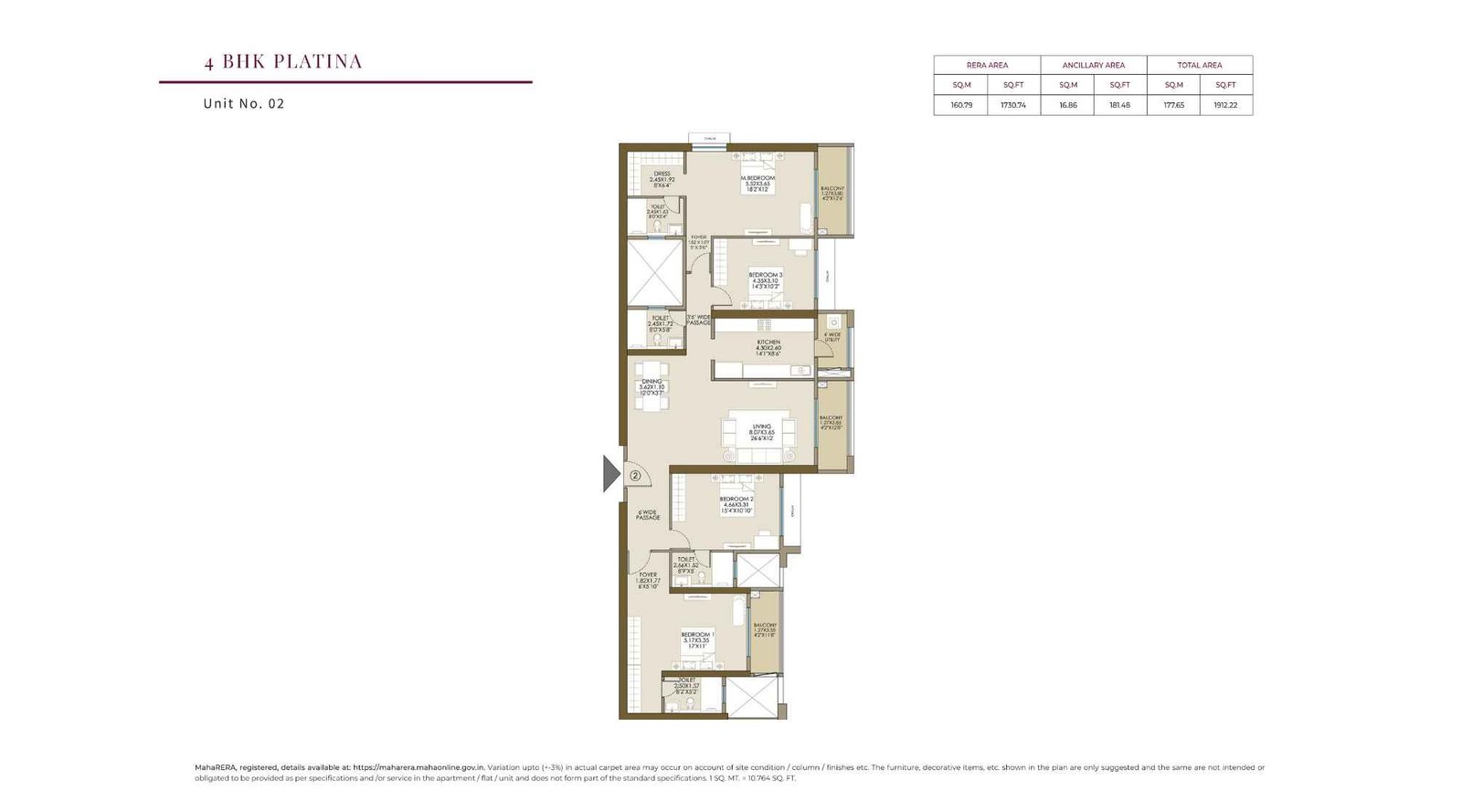 L&T-Ahana-Floor-Plan-4BHK-Platina-1912-sqft